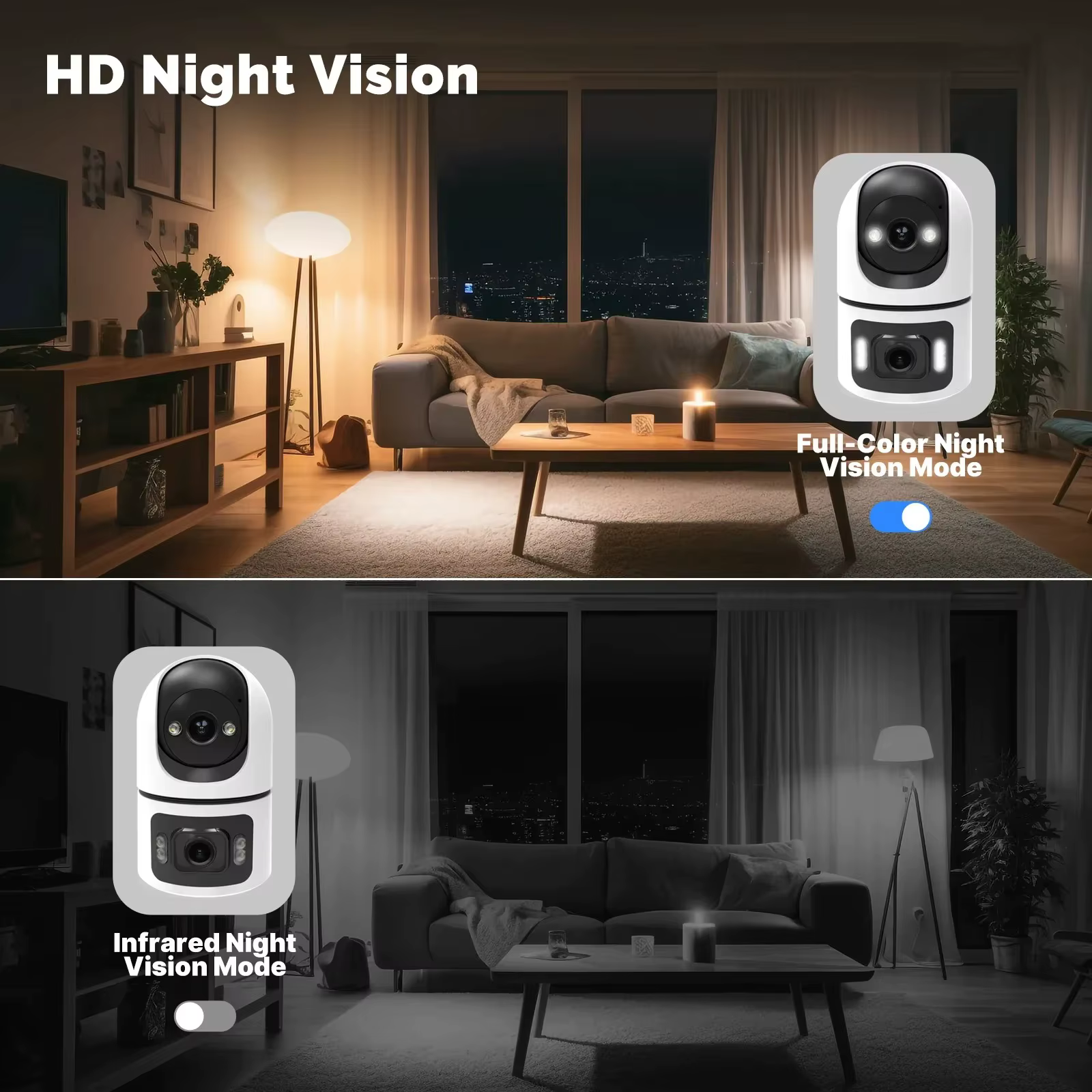 WiFi Indoor Smart Camera 8MP 2 Screen 2 Lens Color Night Vision Cameras Motion Detection Baby Monitor Two-Way Audio Pet CCTV Cam — image 5