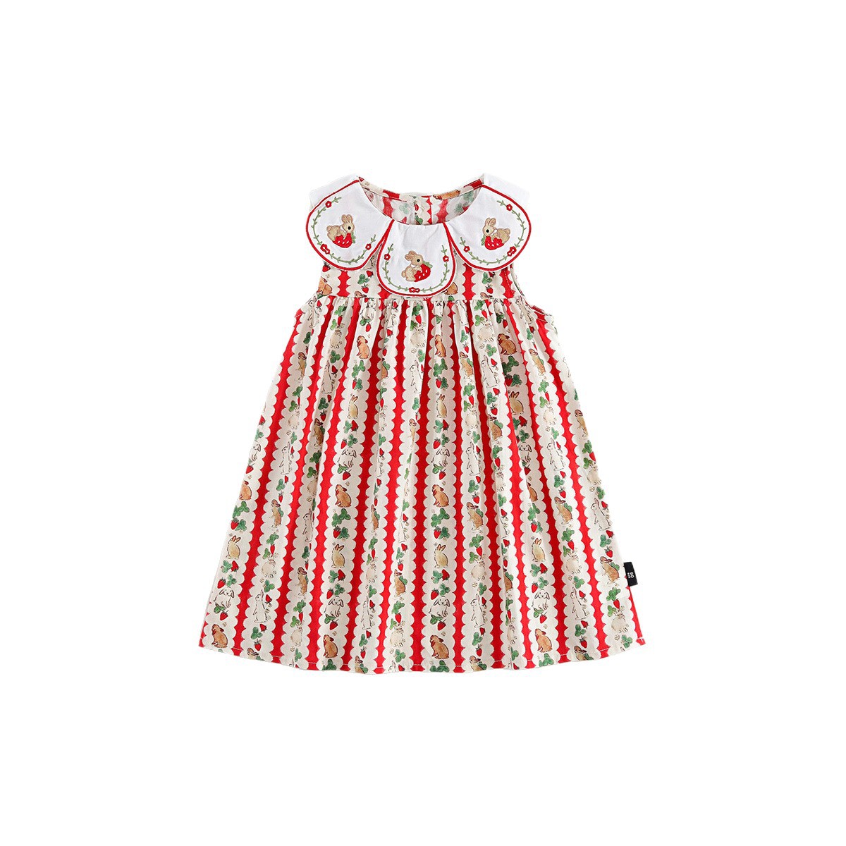Vestido de Niña con Brocado de Conejo y Cuello Peter Pan — imagen 2