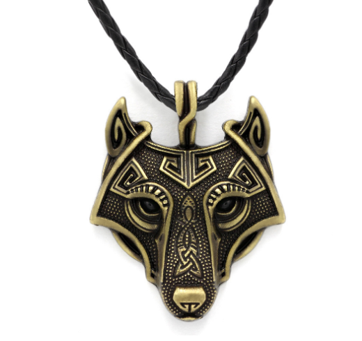 Cadena con Colgante de Cabeza de Lobo Gris Nórdico, Estilo Asgard — imagen 3