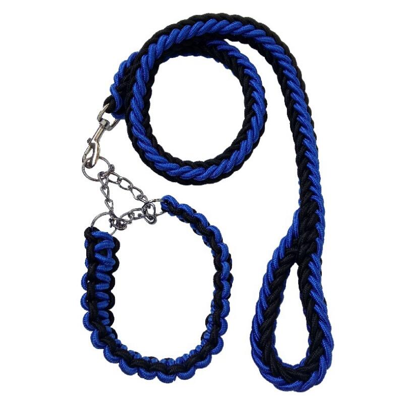 Double Strand Rope Large Dog Leashes Metal P Chain Buckle Contrast Colorful Pet Traction Rope Collar Set Firm 1.2m Length — image 4