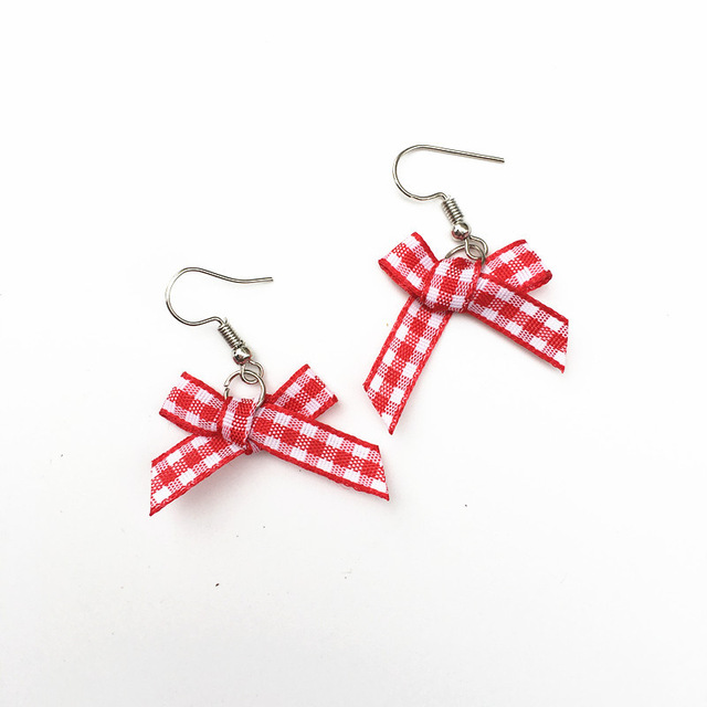 Pulseras de Pendientes en Forma de Pastel de Fresa con Estampado de Cuadros Rojo y Blanco, Clásico, para Mujer — imagen 10