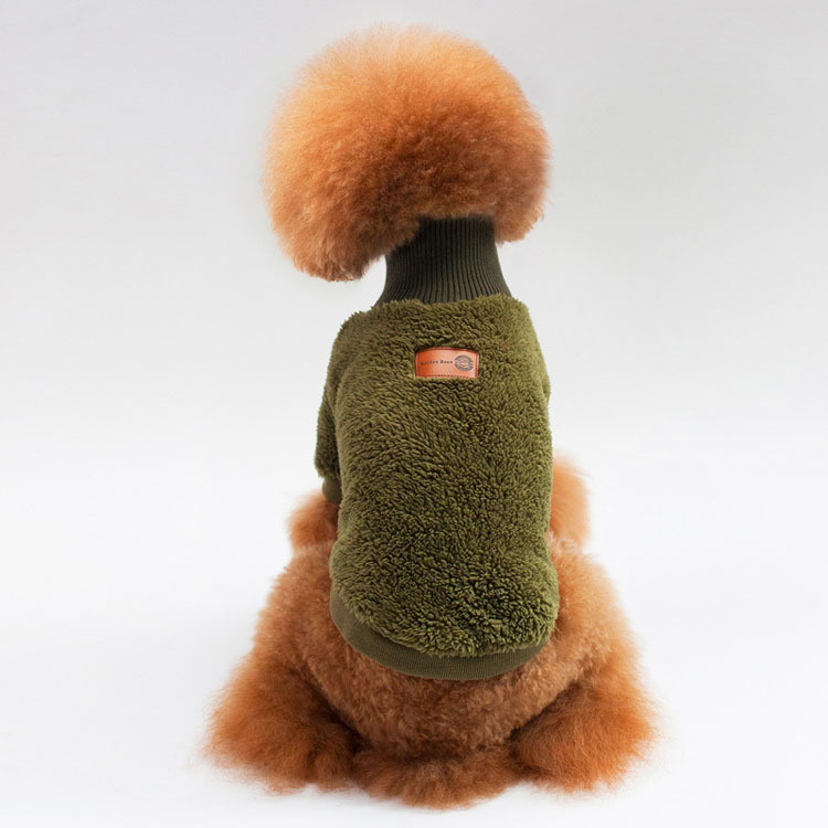 Winter New Pet Clothes Coral Fleece Solid Color Turtleneck Dog Clothes Pet Supplies — image 2