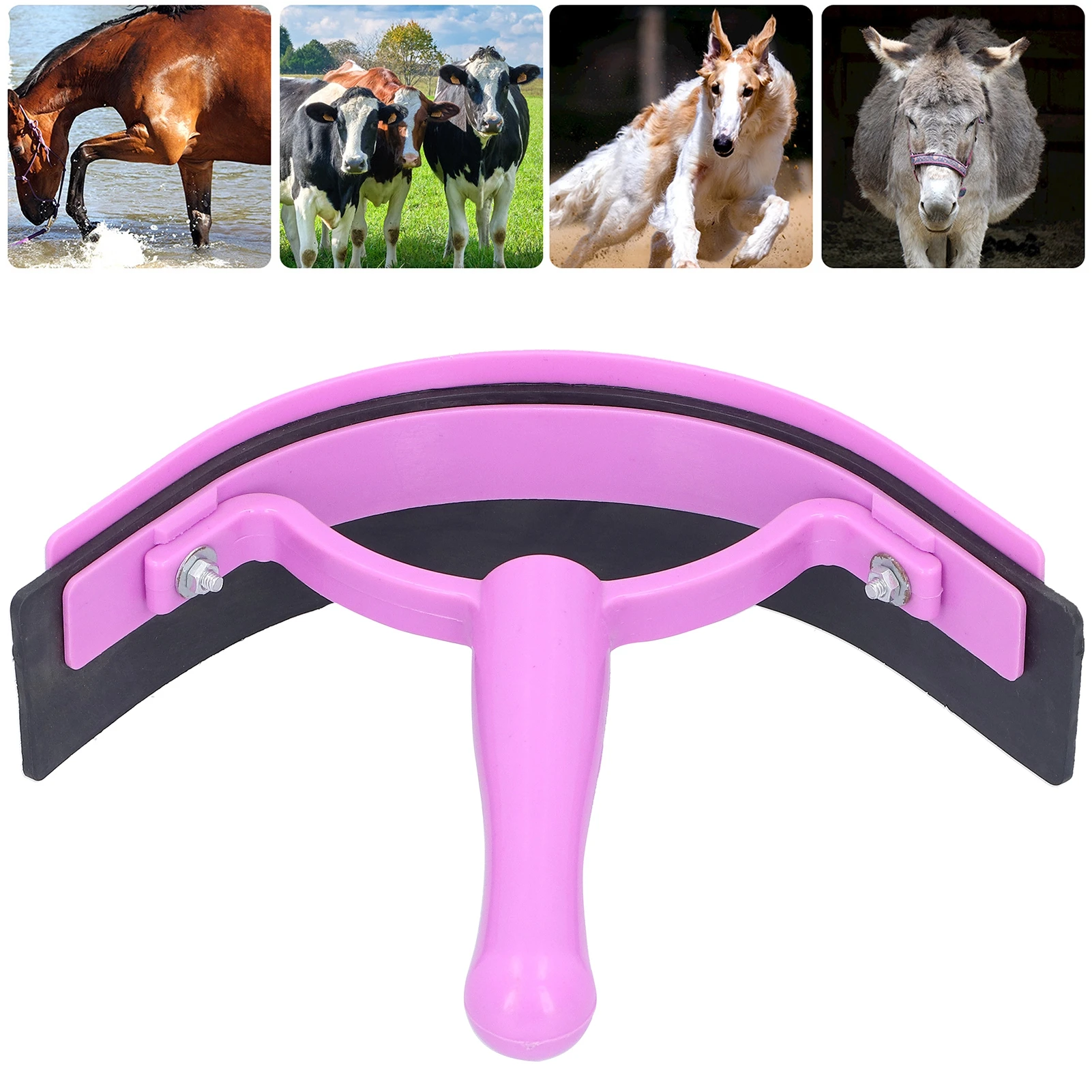 Horse Grooming Care Aid Horse Grooming Tool Horse Sweat Scraper Ergonomic Handheld Soft Grip Plastic Rubber Riding Grooming Tool — image 1