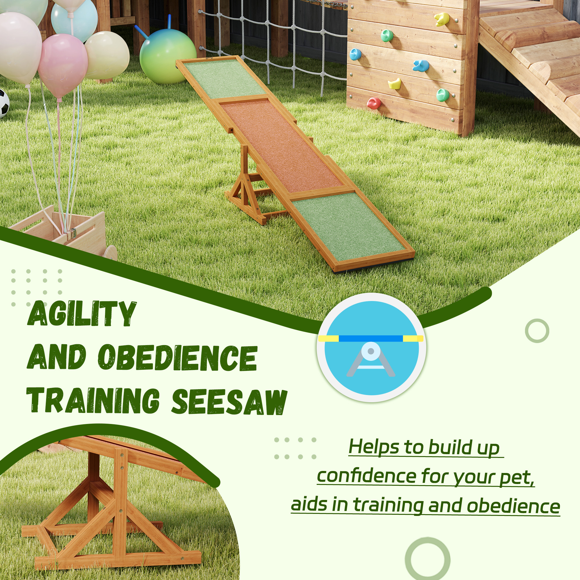 Plataforma de Gimnasia para Perros en Madera Resistente al Tiempo, Color Naranja, 83" L x 16" W x 14" H — imagen 7