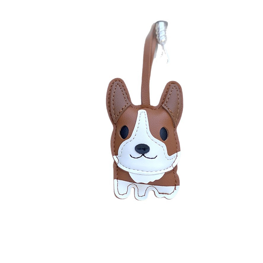 Corgi Dog Keychain Leather Bull Terrier Car Keychain Cute Corgi Leather Pendant — image 1