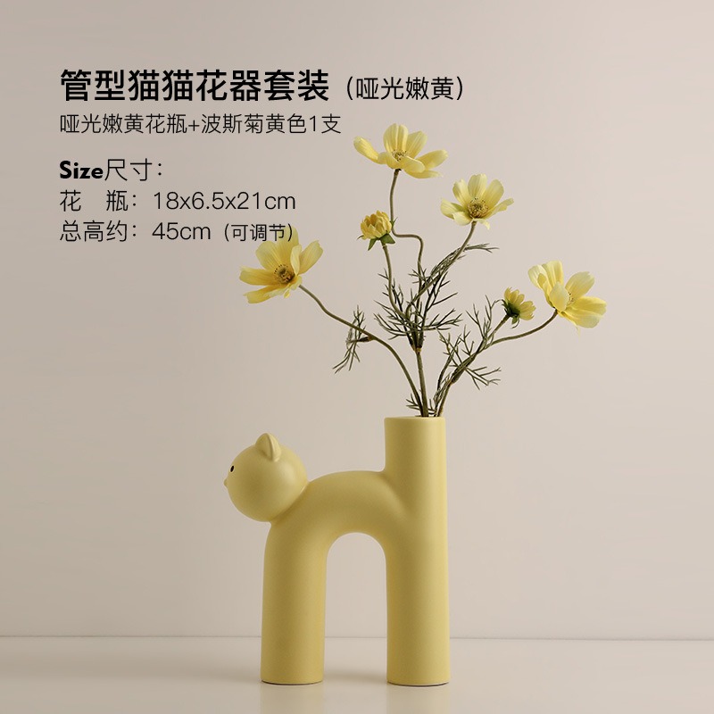 Behamei Creative Christmas Cute Tubular Cat Vase Living Room Home Desktop Decorations — image 12