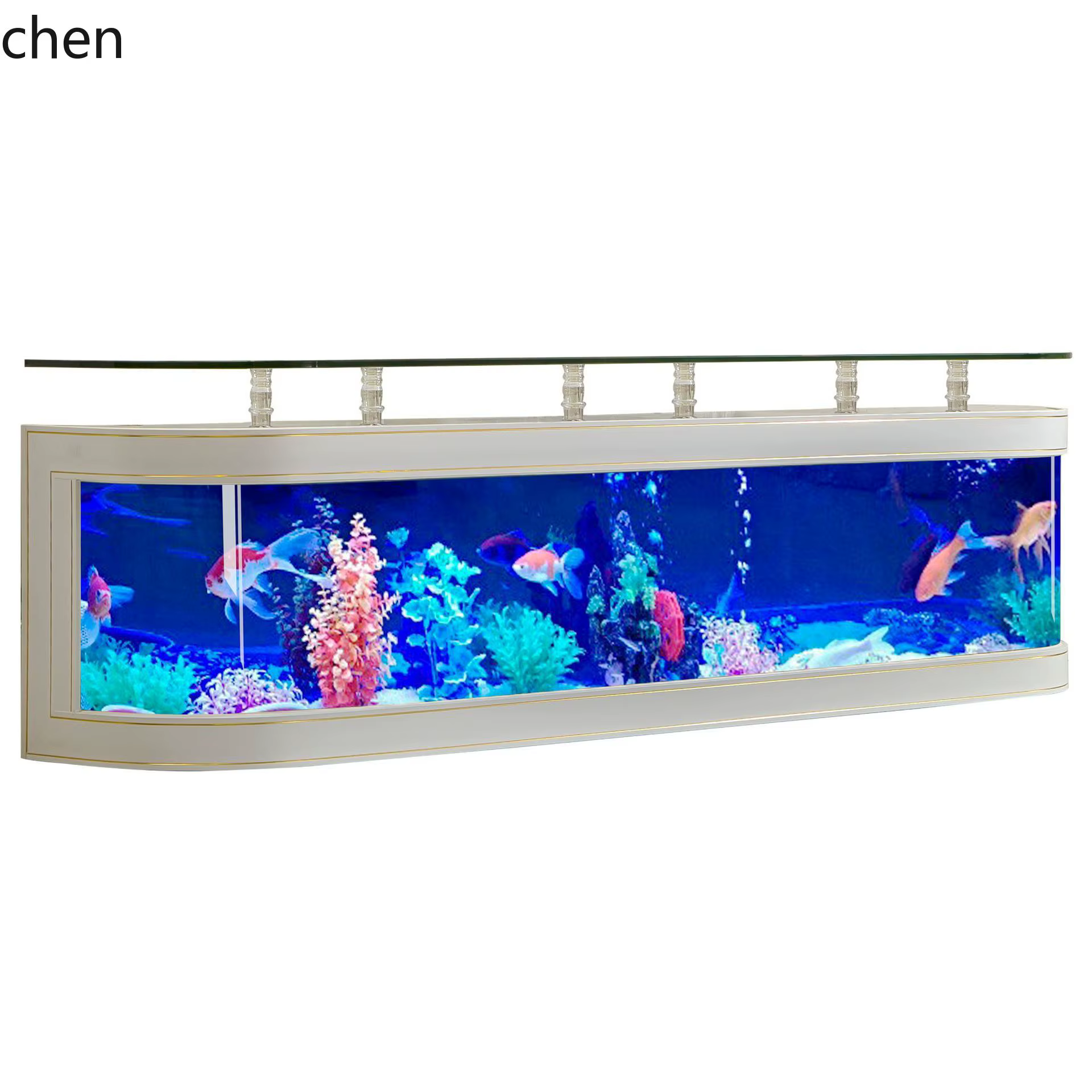 Cajón de Televisión para Acuario de Vidrio Medio y Grande para Salón, Hogar Ecológico con Mesa de Té para Peces Rojos — imagen 3