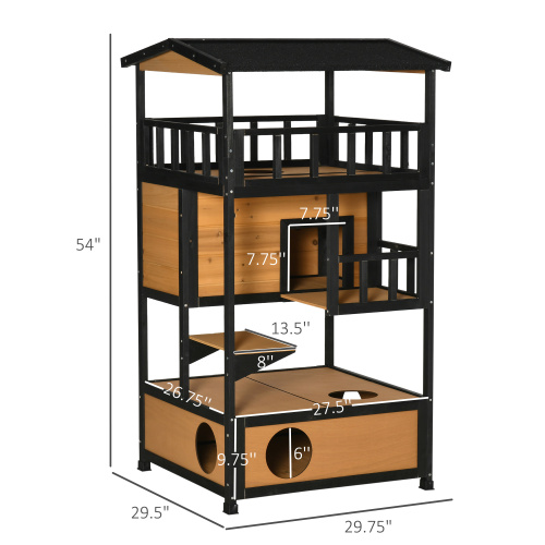 Casa de Madera para Gatos al Aire Libre, Refugio Salvaje para Kitten — imagen 5