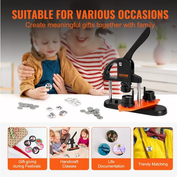 Button Maker Machine, 0.98 Inch 25mm Pin Maker With 500pcs Button Parts, Button Maker With Panda Magic Book, Ergonomic Arc Handle Punch Press Kit, For Children DIY Gifts And Christmas — imagen 5