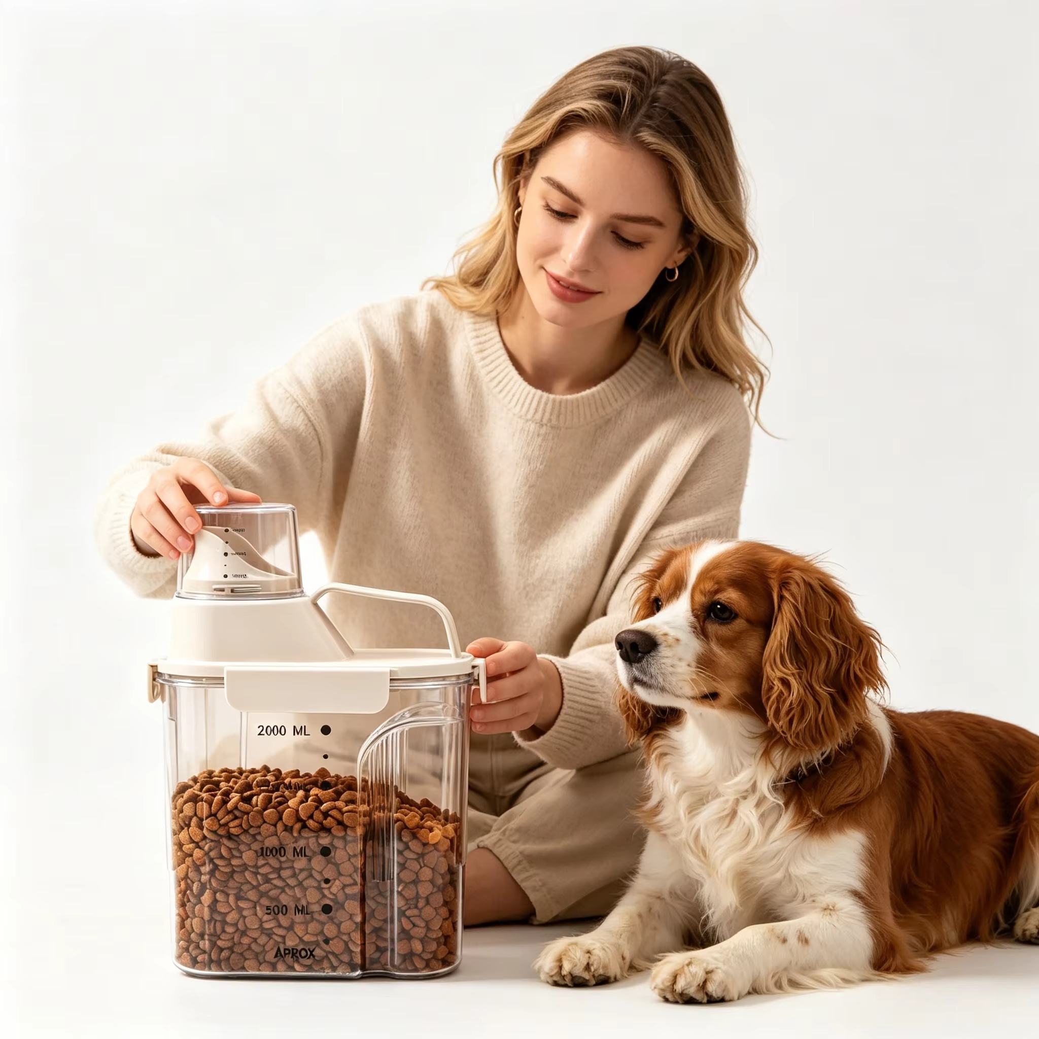 2kg/2.5kg/3kg Cats Dogs Food Plastic storage box Built-in measuring cup Moisture-proof For cat food, dog food & pet snacks — image 5