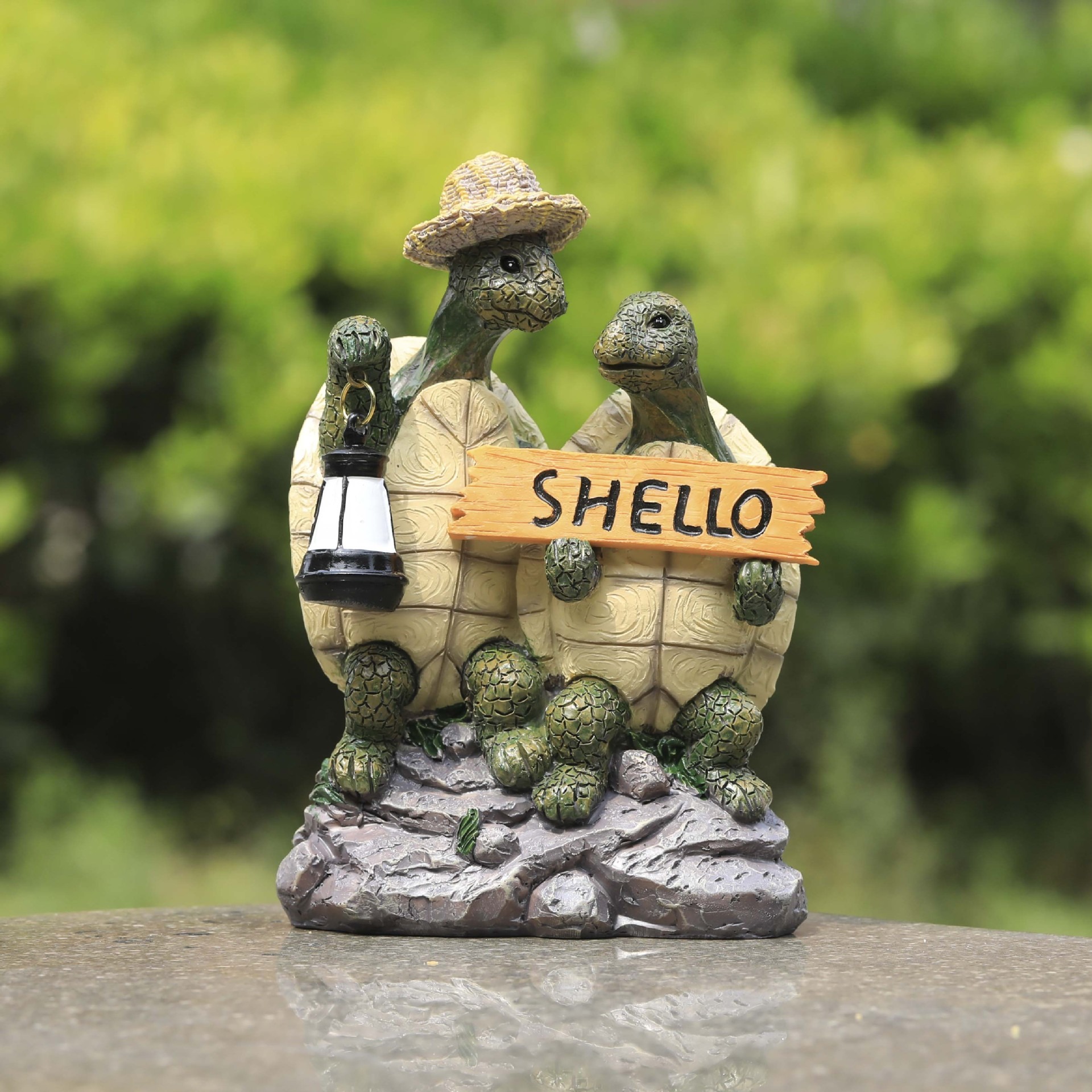Decoración de Resina para Jardín: Pareja de Tortugas al Aire Libre con Señales — imagen 2