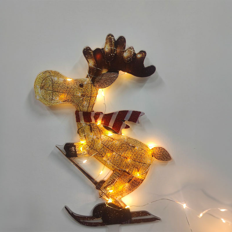 Lighted Skiing Reindeer Ornament with LED for Christmas Lawn & Tree — image 1