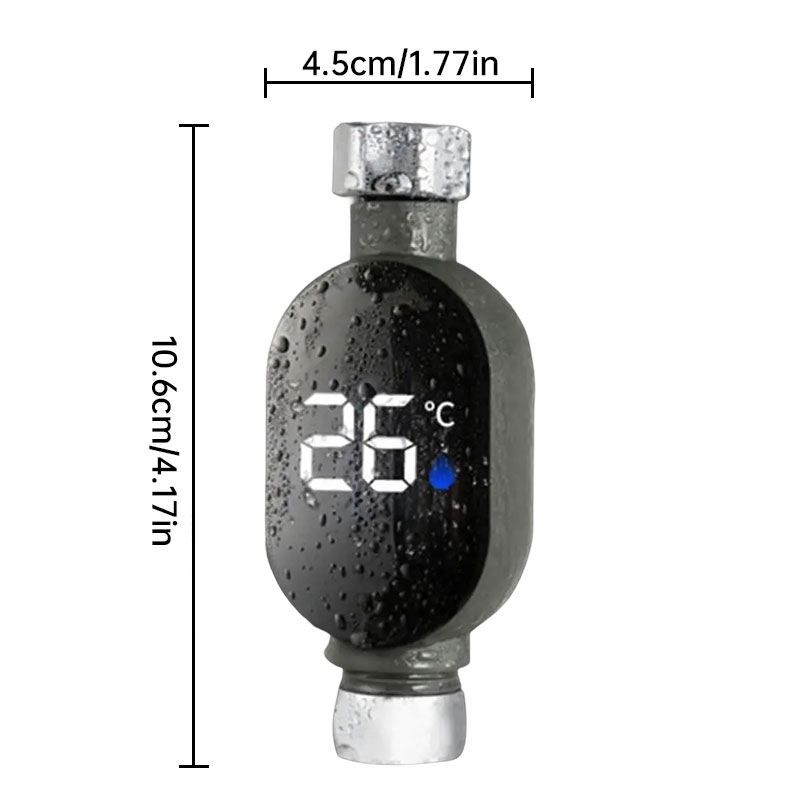 Black LED bathroom shower thermometer (0℃~99℃): accurate temp measurement, smart counter — image 10