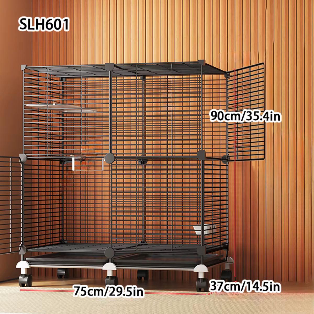 Bird Cage Parrot Cage for Home Use with Toilet Tray, Wheels, Large Size for Cockatiels, Budgerigars, Lovebirds, Mynas, Finches, Black Iron Mesh Multi-Layer Pigeon Cage — image 4