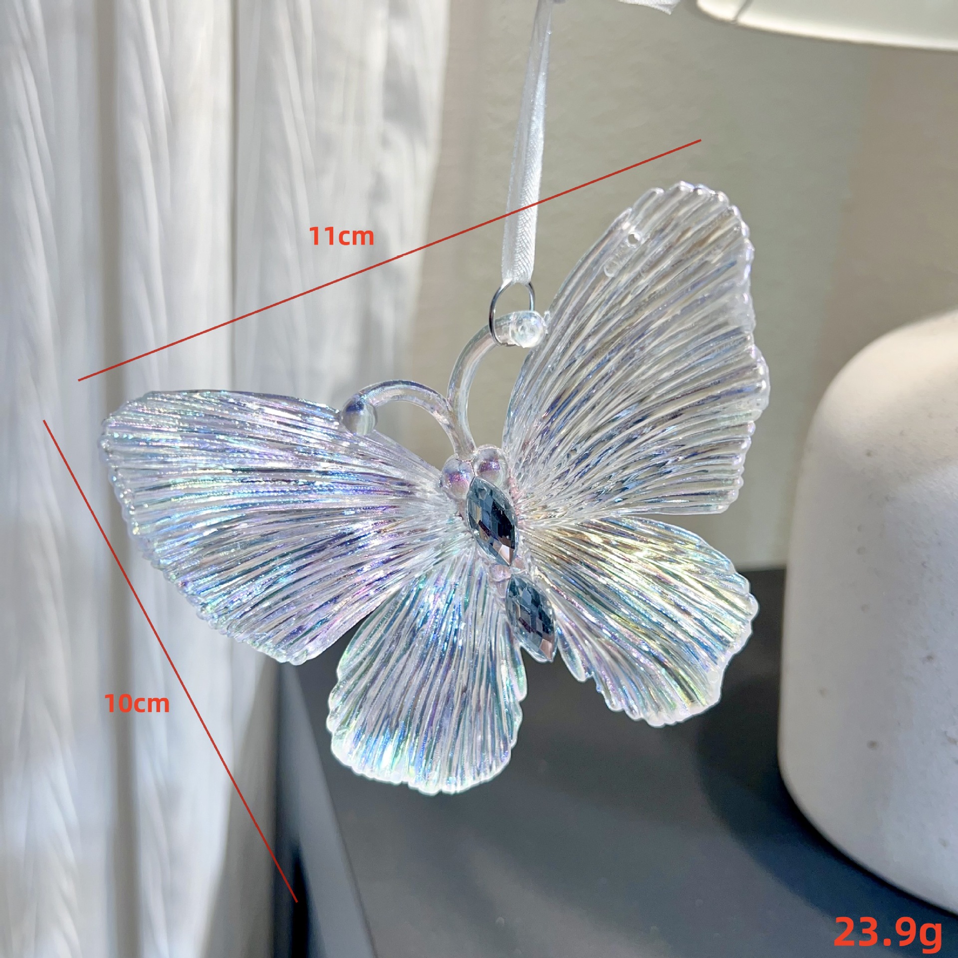 Christmas Tree Decoration Transparent Acrylic Colorful Bell Butterfly Shape Ornament — image 8