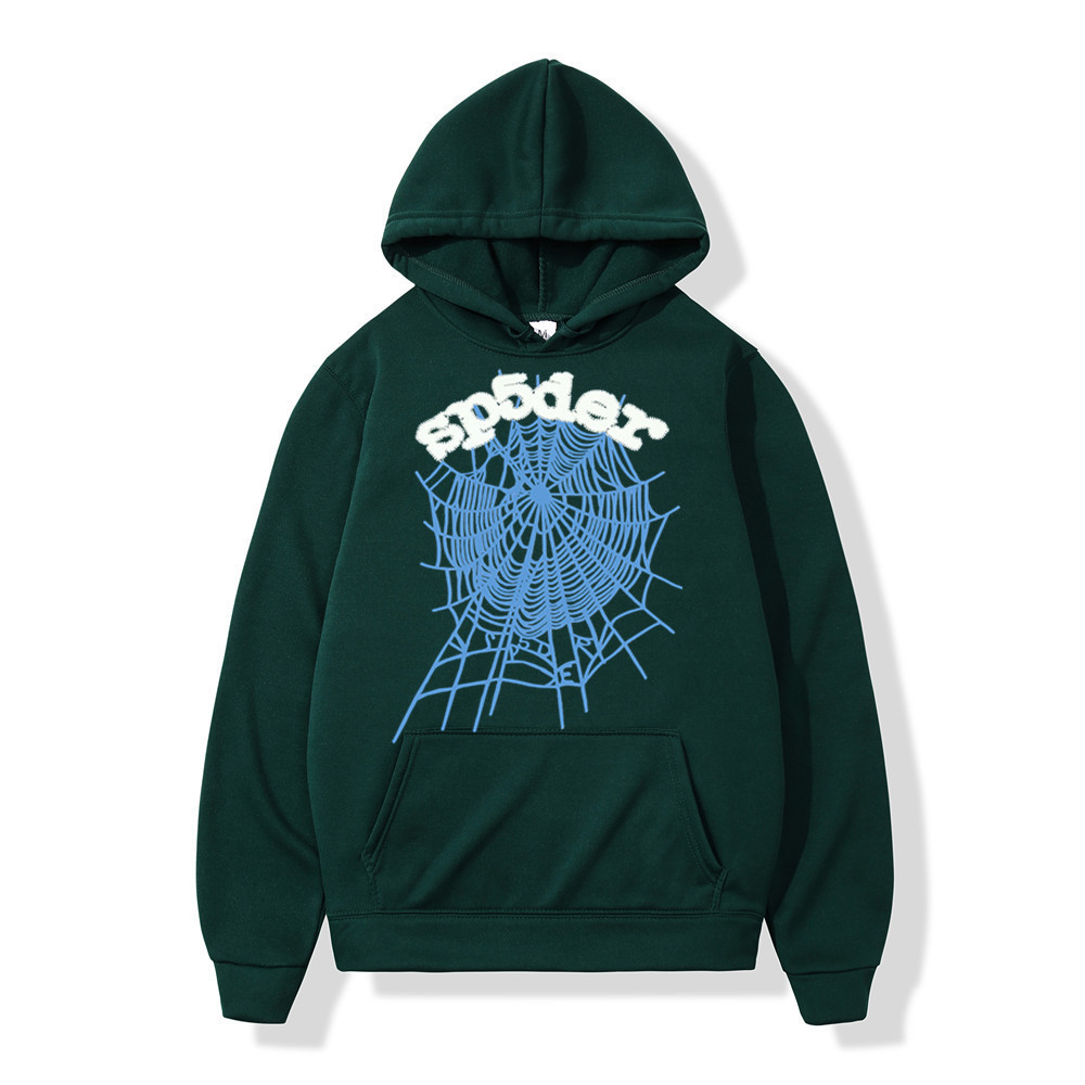 Western Hip Hop Spider Web Long Sleeve Hooded Sweatshirt Unisex — image 5