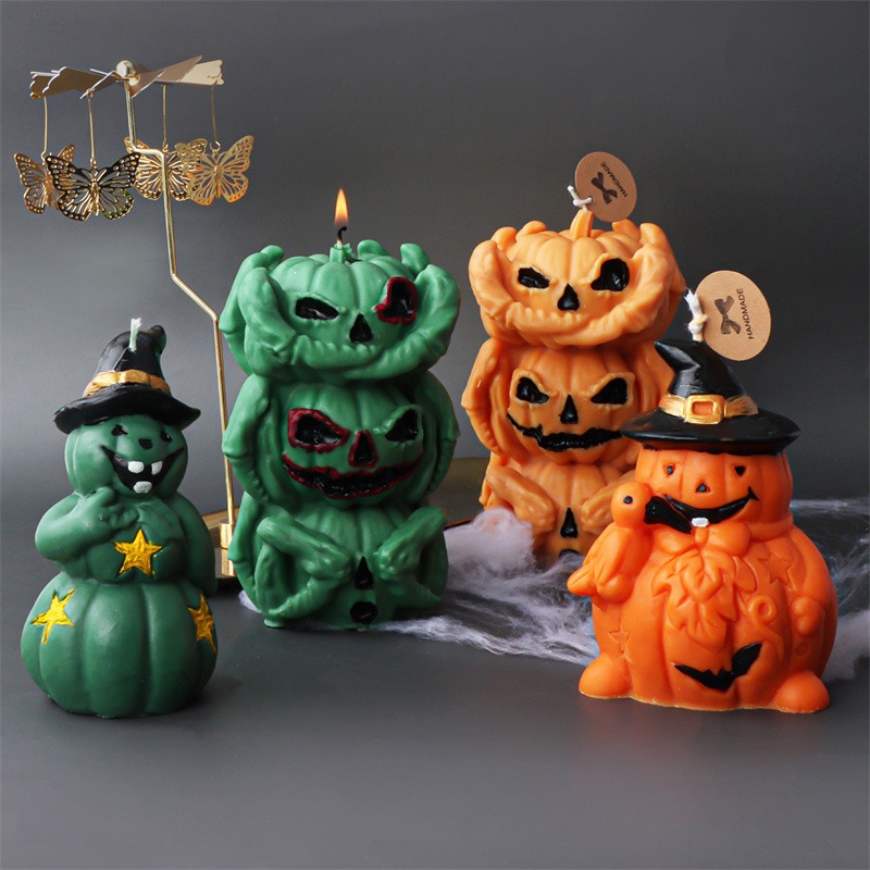 New Halloween Pumpkin Ghost Silicone Candle Mold Frog Owl Fox Pumpkin Animal Scented Plaster Resin — image 4