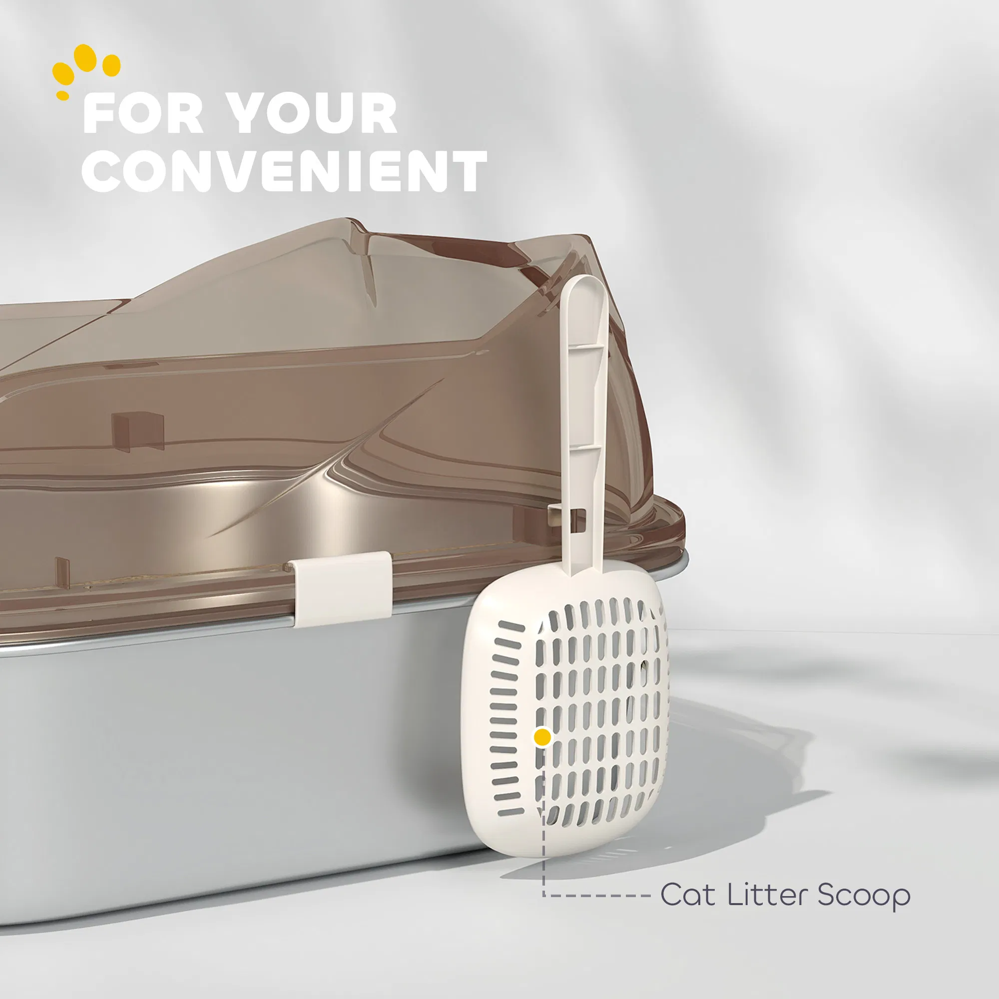 Stainless Steel Cat Litter Box with High Sided Enclosure, Steps & Scoop, Non-Sticky & Anti-Urine Leakage, Easy Cleaning — image 3