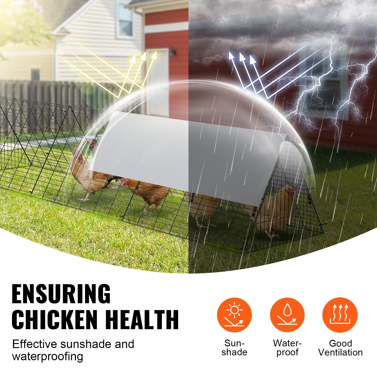 Túneles para Pollos, 118.1 x 28 x 24.2 Pulgadas (LxAnxAl) - Túneles Portátiles para Jardín Exterior Fáciles de Instalar para Gallinas, Patos y Conejos — imagen 3