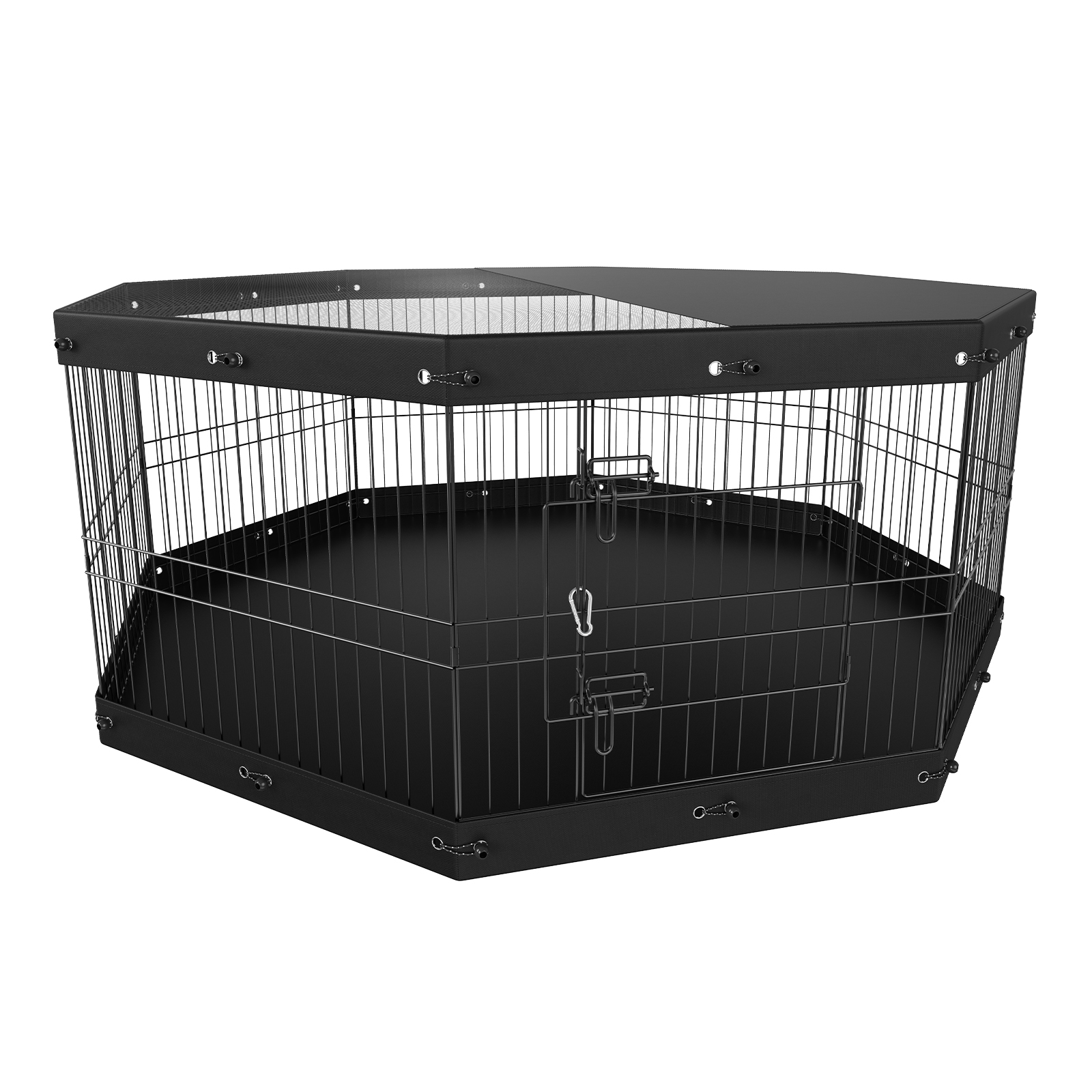 VEVOR Dog Playpen, 8 Panels Foldable Metal Dog Exercise Pen With Top Cover And Bottom Pad, 24in H Pet Fence Puppy Crate Kennel, Indoor Outdoor Dog Pen For Small Medium Pets, For Camping, Yard — imagen 7