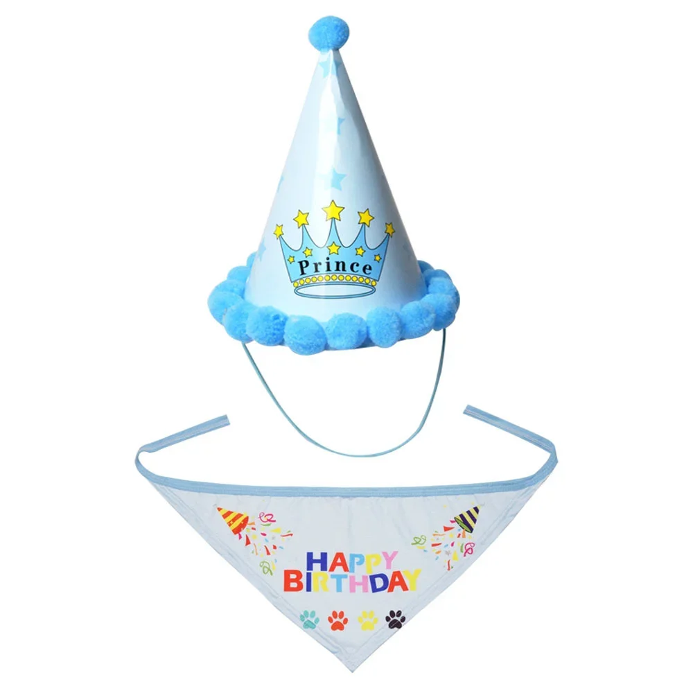2 Piezas/Set de Sombrero y Babero para Perro, Bandana de Cumpleaños Ajustable, Pañuelo para el Cuello, Sombrero y Babero de Cumpleaños para Gatos y Perros, Accesorios para Mascotas — imagen 5