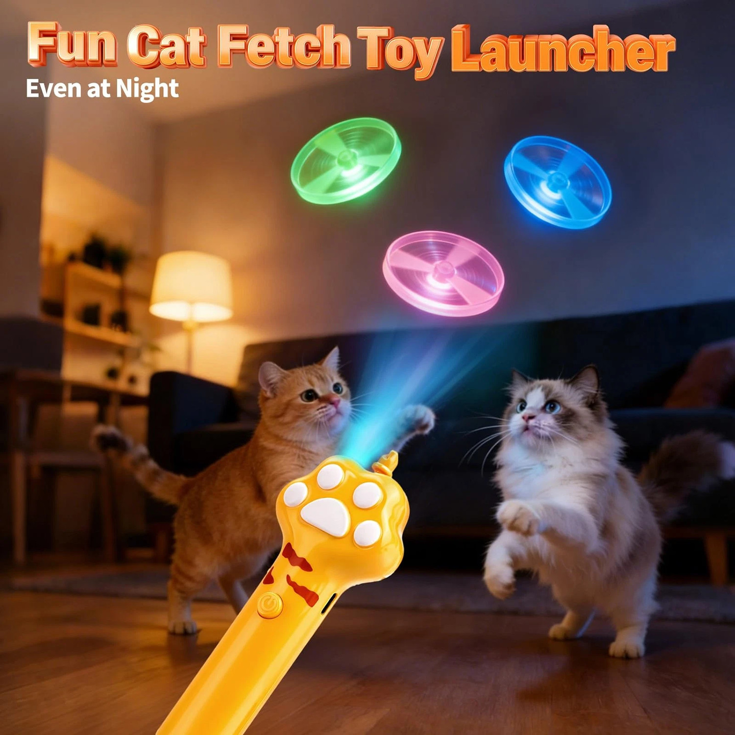 Cat Fetch Toy Flying Disc Launcher Rechargeable Interactive Cat Toys & 10 Discs — image 14
