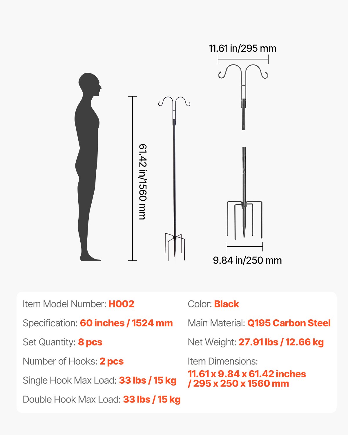 Varilla de Alimento para Aves doble gancho 8 unidades 150 cm resistente — imagen 2