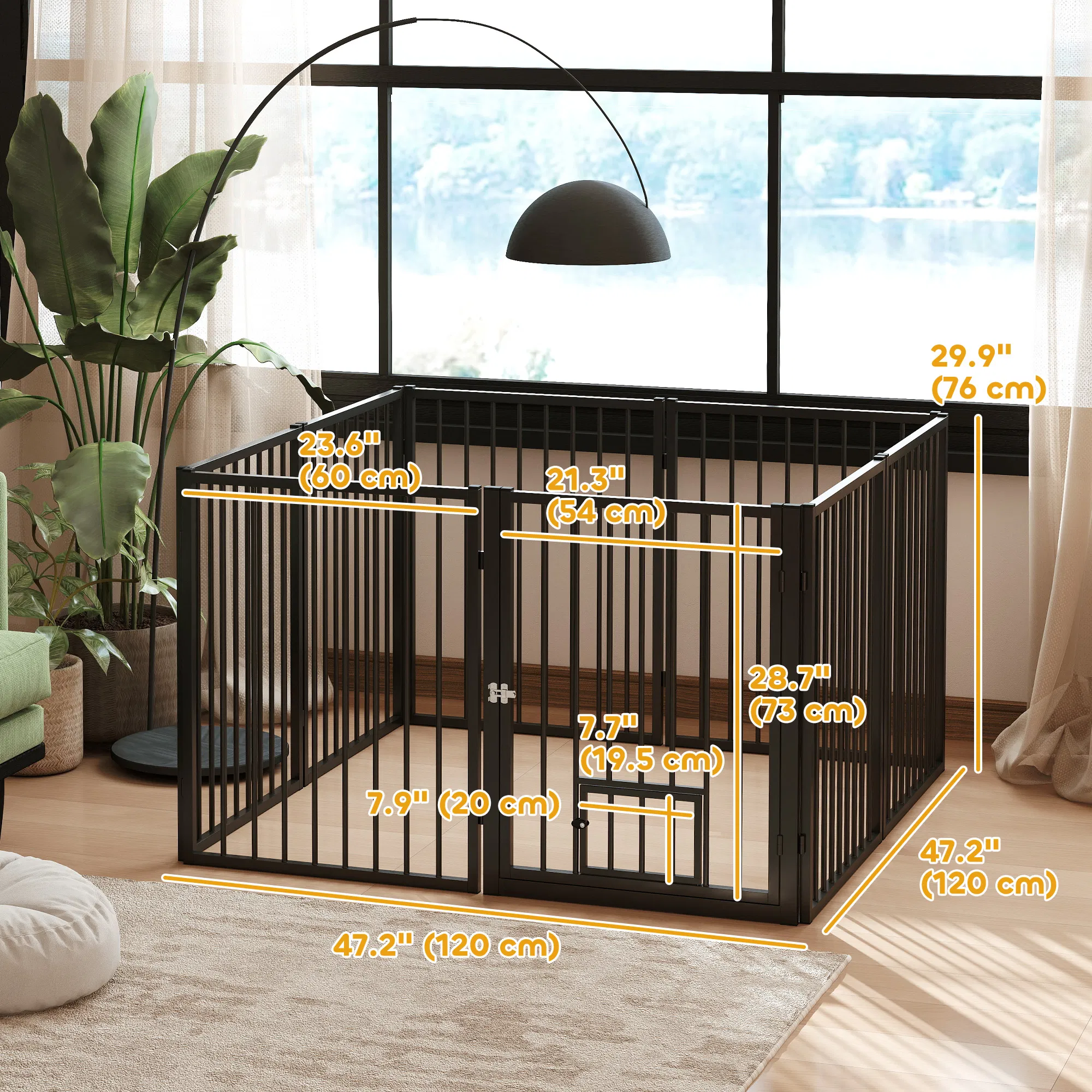 8 Panels Dog Playpen, Foldable Portable Pet Playpen with Door, for Small & Medium Dogs, 30"H — image 2
