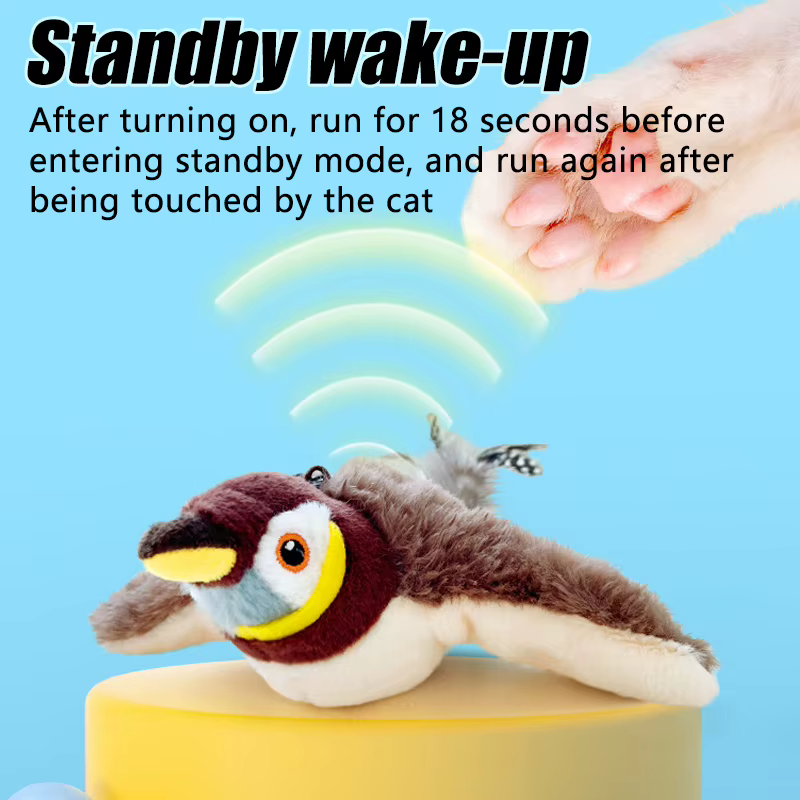 Juguetes Interactivos de Pájaro con Cenicero para Gatos Rechargeable Simulación de Aves Concha de Plush Suave para Mascotas — imagen 4