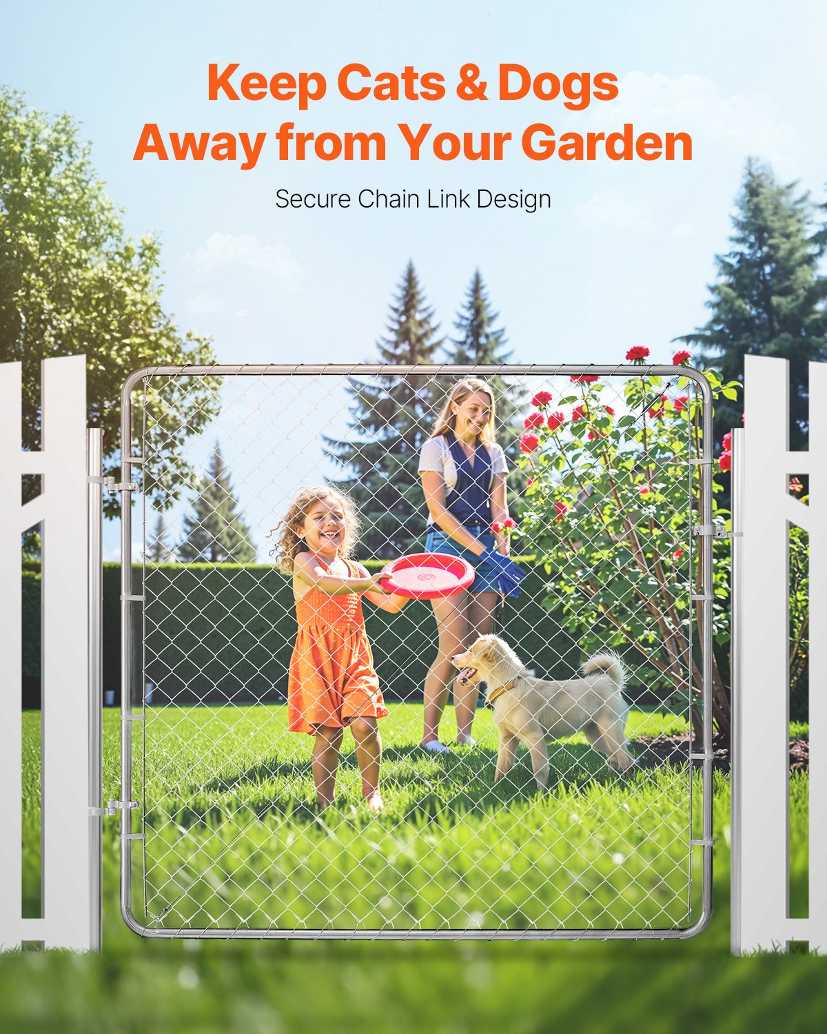 Chain Link Fence Gate, 70 X 72 In, Adjustable Chain Link Fence Panel, Fit 3 Ft (W) X 4 Ft (H) Garden Fence Gate Opening, Rust-Resistant Galvanized Fencing Gate For Farm Posts Not Included — imagen 4