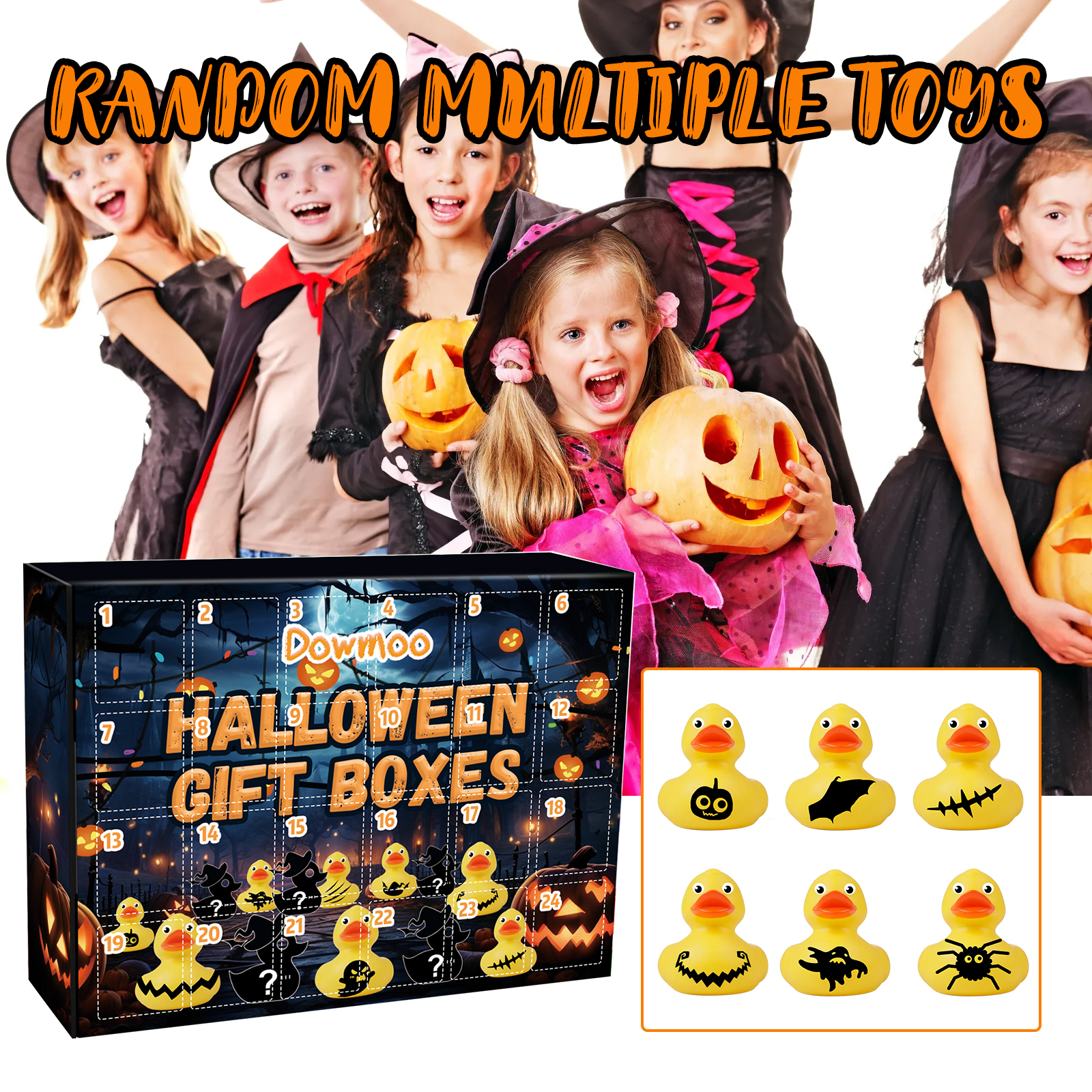 Halloween Duck Blind Box, Advent Countdown 24 Grid Surprise Decoration Rubber Duck Toy Gift Box — image 6
