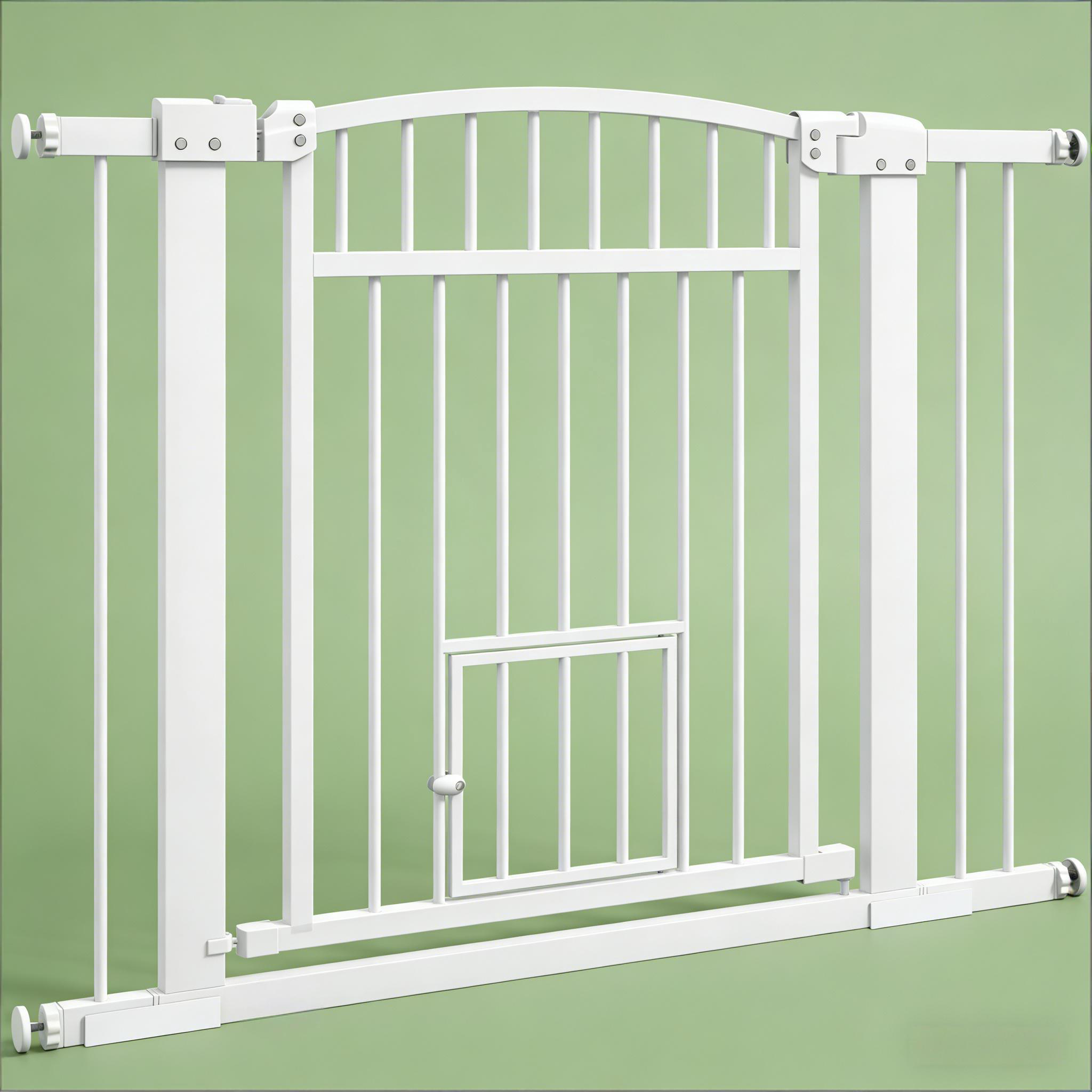 Pet Gate, Extra Wide Walk Through Dog Gate w/ Cat Door — image 2