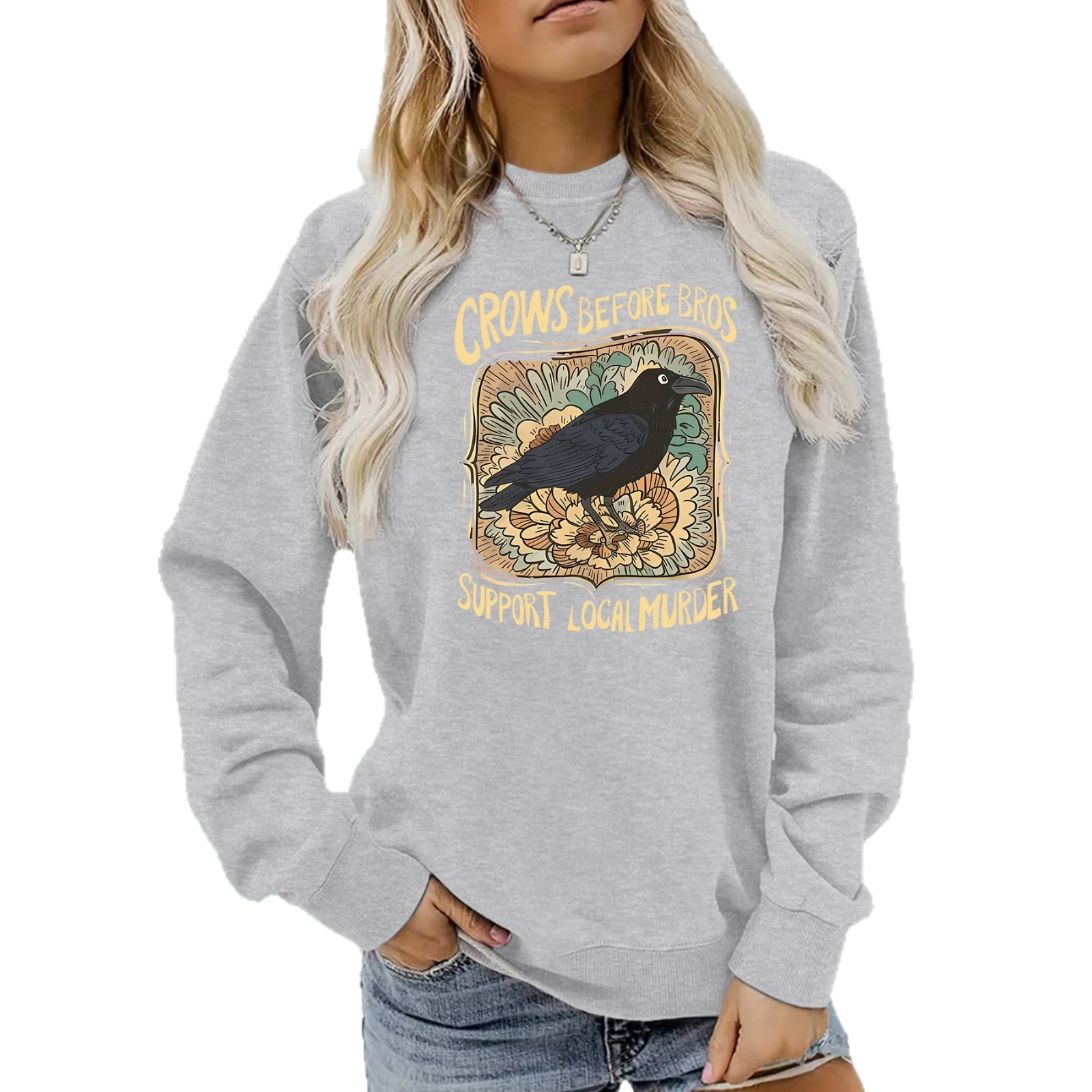 Letter crow print hoodie — image 1