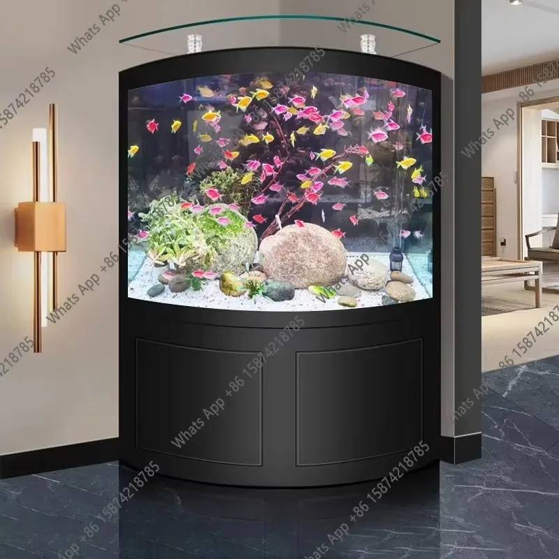 Tazón de Piscina en forma de Ventana Creativo para Pez Dorado con Filtro Inteligente y Lámpara LED