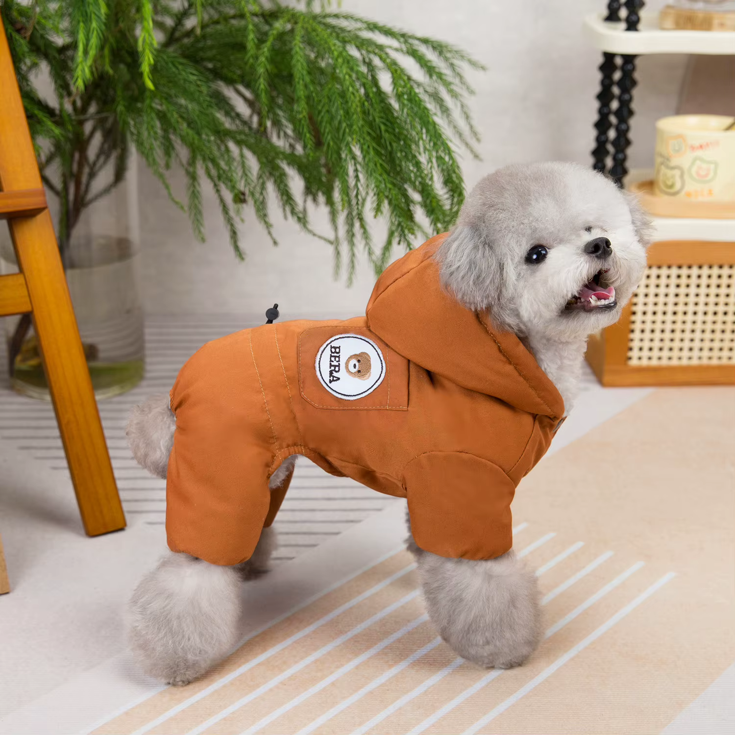 Pet clothes pet dog fotton-padded coat autumn and winter new pet clothing 24 college four-legged cotton-padded coat — image 3