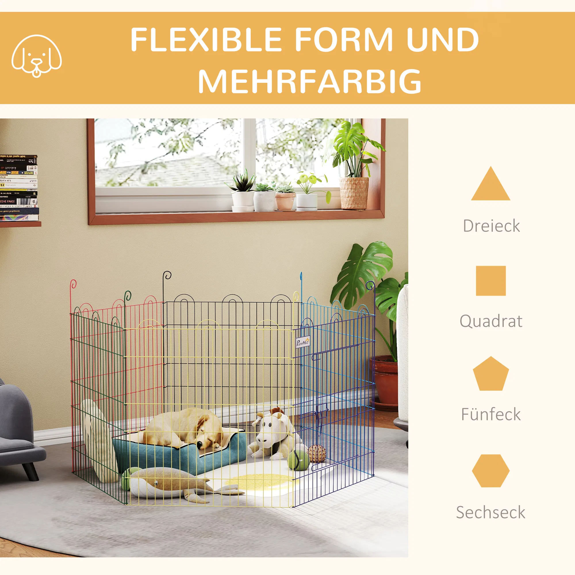 Metal Pet Playpen Portable Hexagon Dog Exercise Fence Multi-colored — image 5