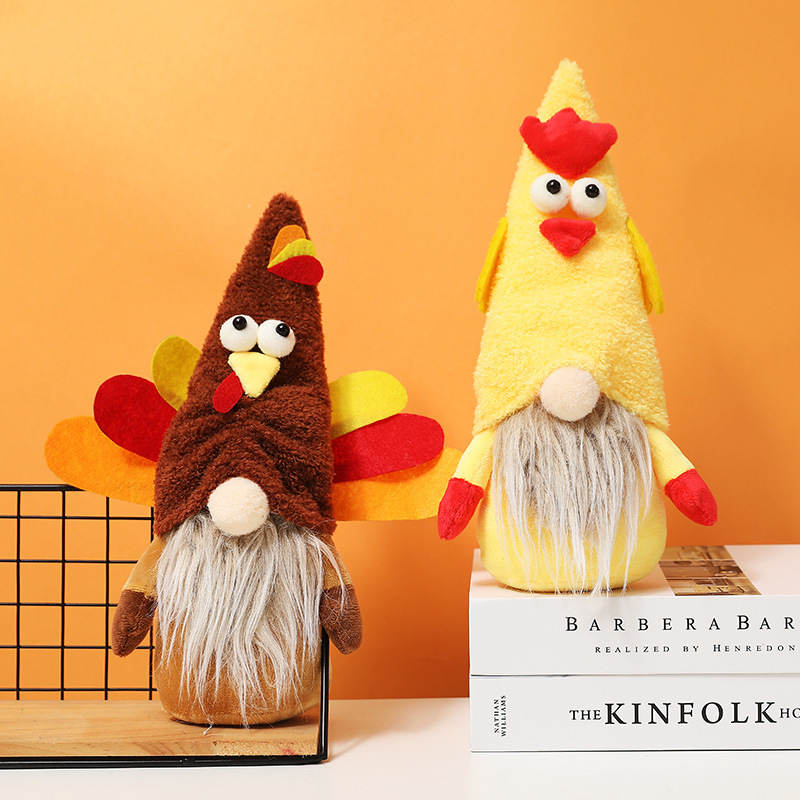 Thanksgiving decoration turkey cute doll plush faceless doll decoration home shopping mall window dress up — image 3