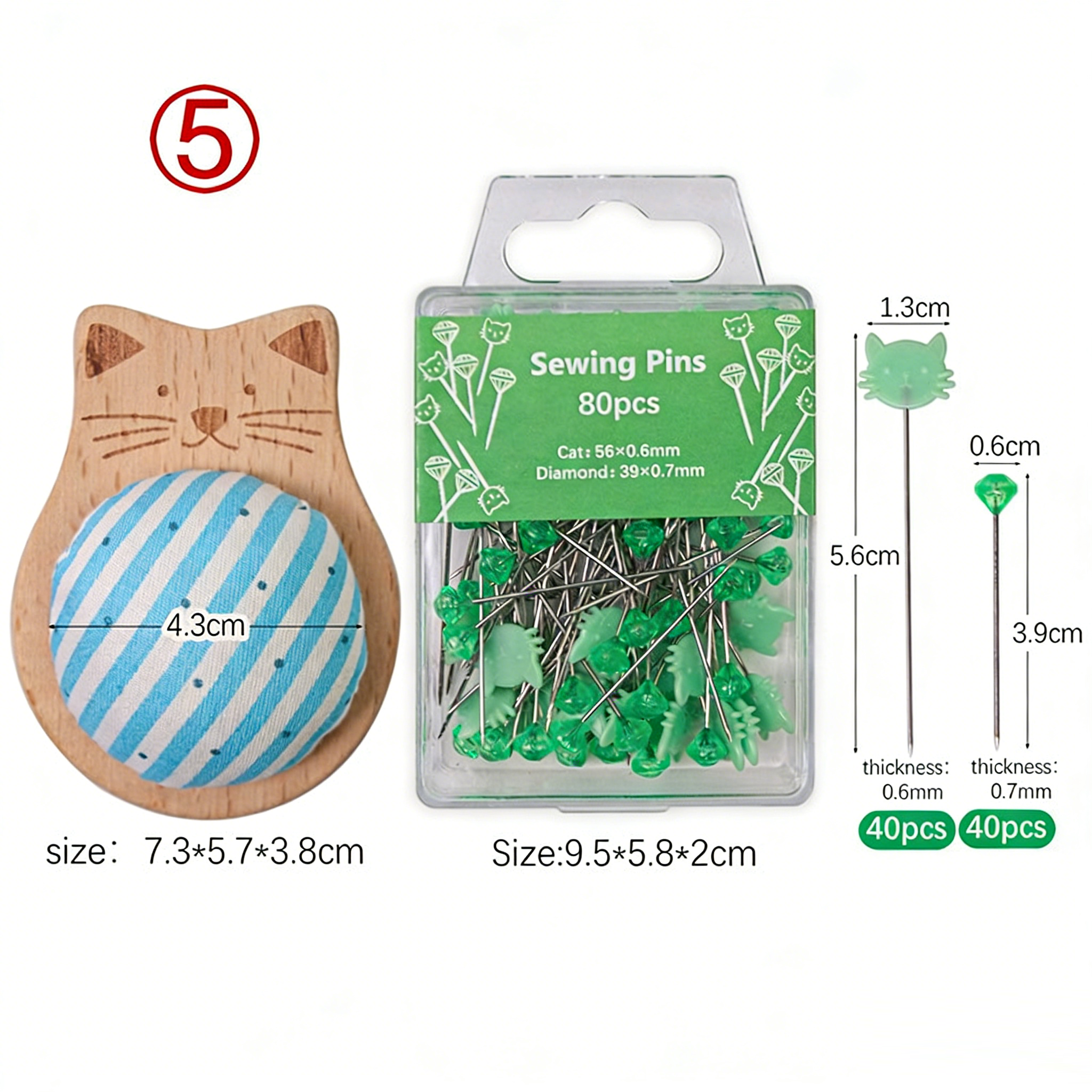 80 Piezas de Alfileres de Posicionamiento con Diamante para Gatos, Costura Manual, Patchwork, Alfileres Fijadores para Posicionamiento de Prendas — imagen 5