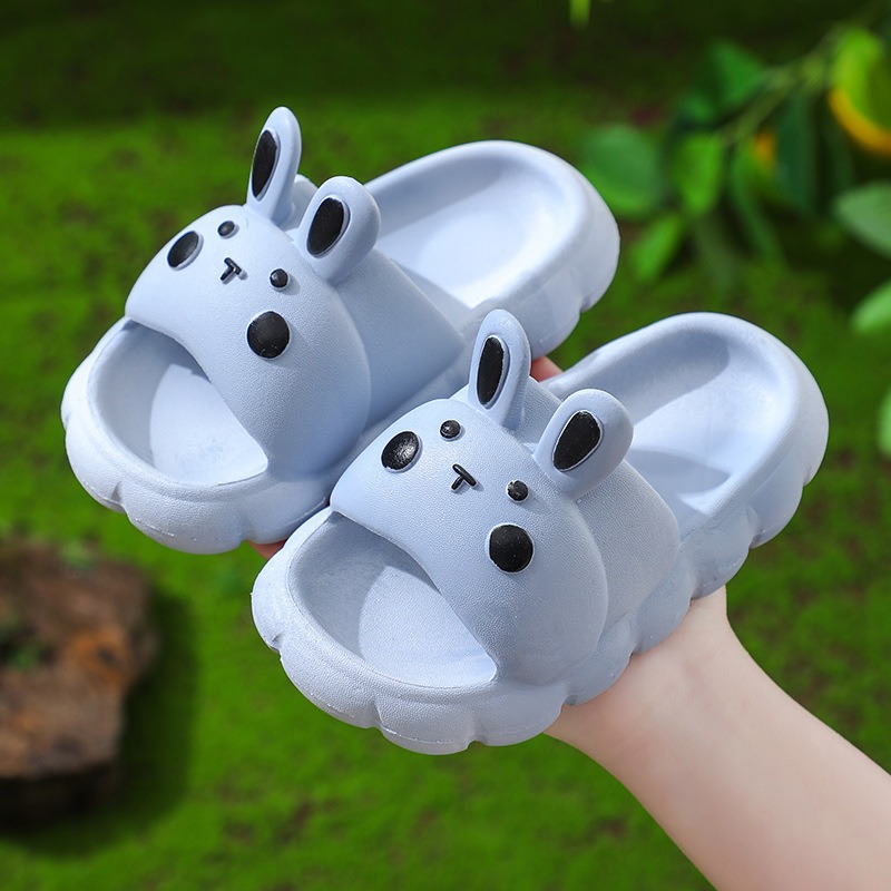 Children slippers home soft bottom non slip indoor and outdoor cute three dimensional cartoon rabbit sandals and slippers — image 3