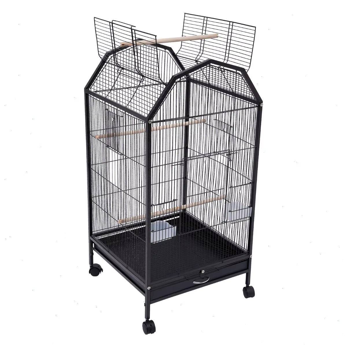 Caja para loros, granja de pájaros con estructura metálica resistente, visión total de 360°, anti-rusto y no tóxico, amplio 46x46x101.5 cm para amorí, canario — imagen 4