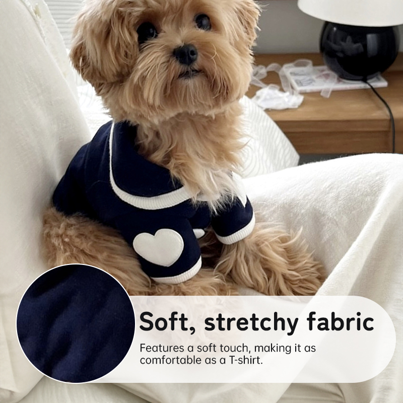 Ropa de mascotas, onesie suave, chaqueta para Bichón, ropa de invierno con corazón, vestidos de perro de dos patas con botones de snap — imagen 8