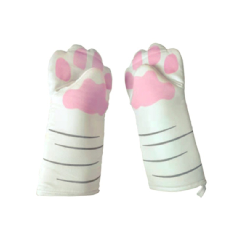 Pure Cotton Cute Cat Oven Gloves Cat Claw Insulation Gloves Baking Insulation Microwave Oven Heat Resistant Gloves — image 8