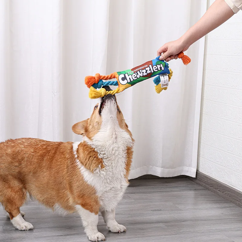 Puppy Dogs Toys Puppy colorful Cotton Chew Rope Knot Toy Durable Braided Dog Toys Dog Cleaning Teeth Braided Bone Rope — image 3
