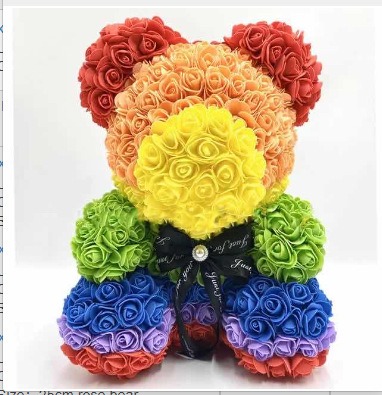 Ramo de rosas simuladas de oso que abraza el corazón, regalo de cumpleaños para ositos de peluche — imagen 11