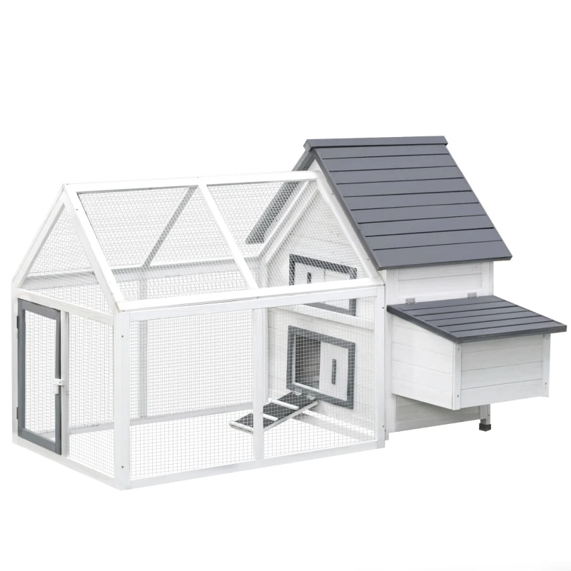 Chicken Coop Wooden Chicken House Rabbit Hutch Poultry Cage Hen Pen With Nesting Box, Ramp, Run — imagen 8