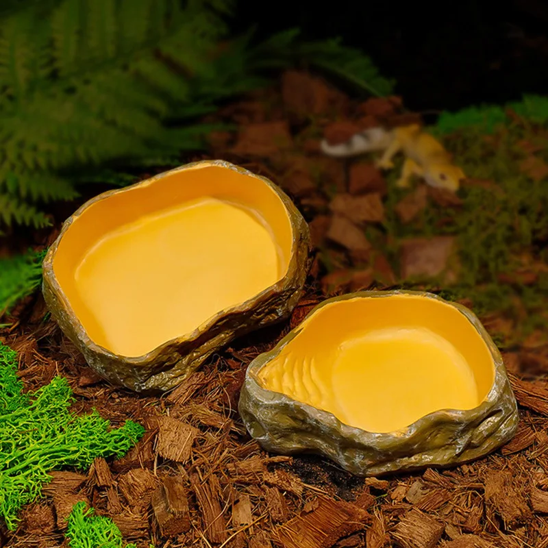 Bol de Alimento y Agua en Forma de Tronco de Árbol para Reptiles - Decoración de Terrario