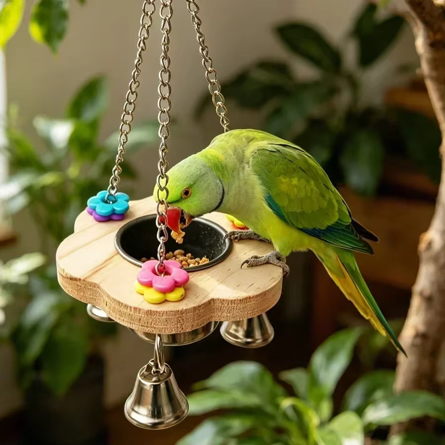 Juguetes Interactivos para Loros: Comida Colgante y Soporte de Taza para Alimentación en Volátil — imagen 2