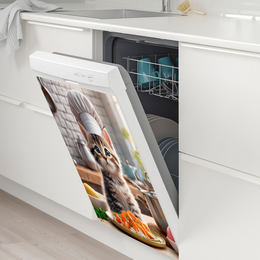 Cubierta Magnética 2D Plana para Puerta de Lavavajillas con Temática de Gato Chef, Adecuada para Lavavajillas, Refrigeradores, Etc. - Fácil de Limpiar — imagen 4