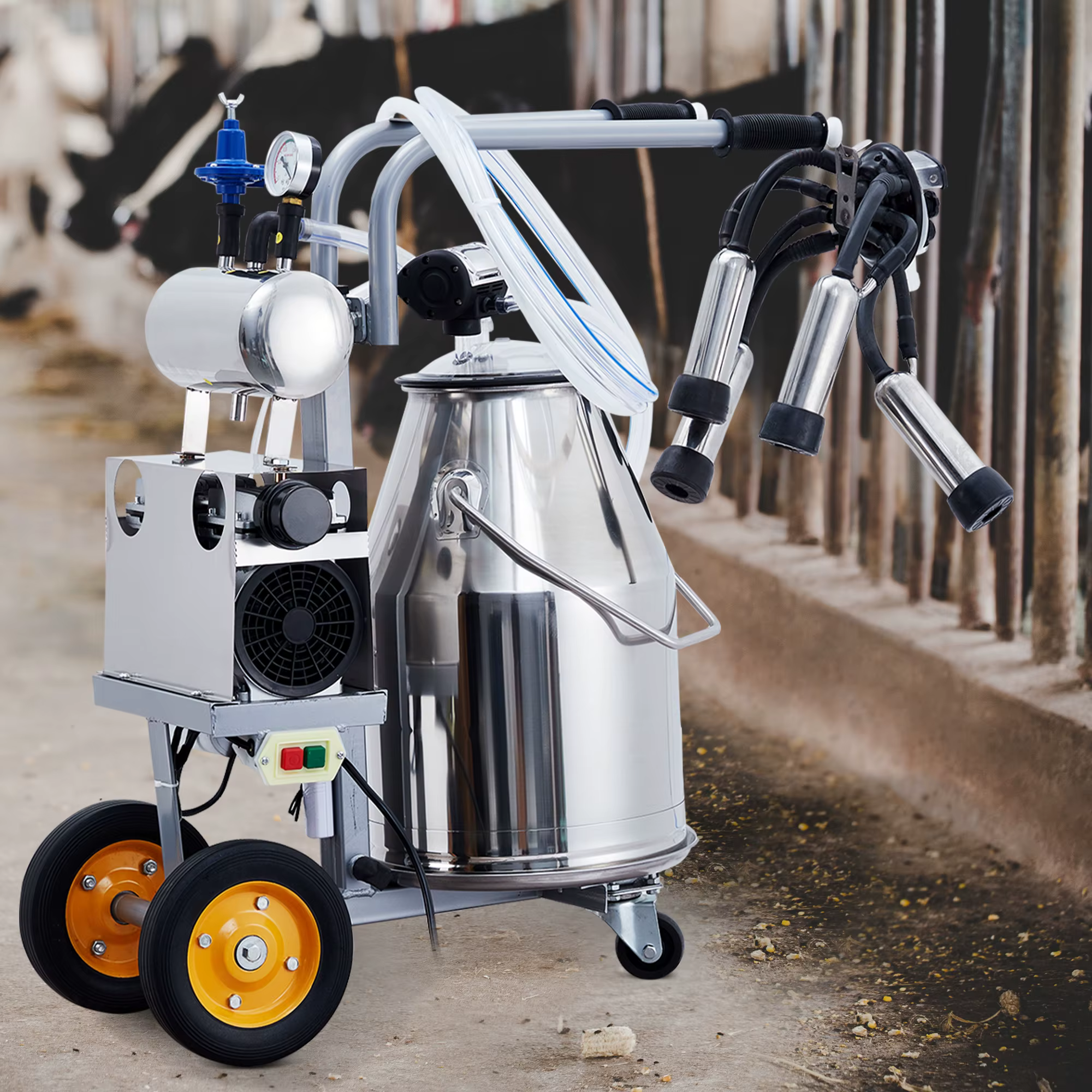 Máquina de Ordeño Eléctrica para Vacas y Cabras Portátil con Pulsación Automática y Tanque de 25L Acero Inoxidable — imagen 1
