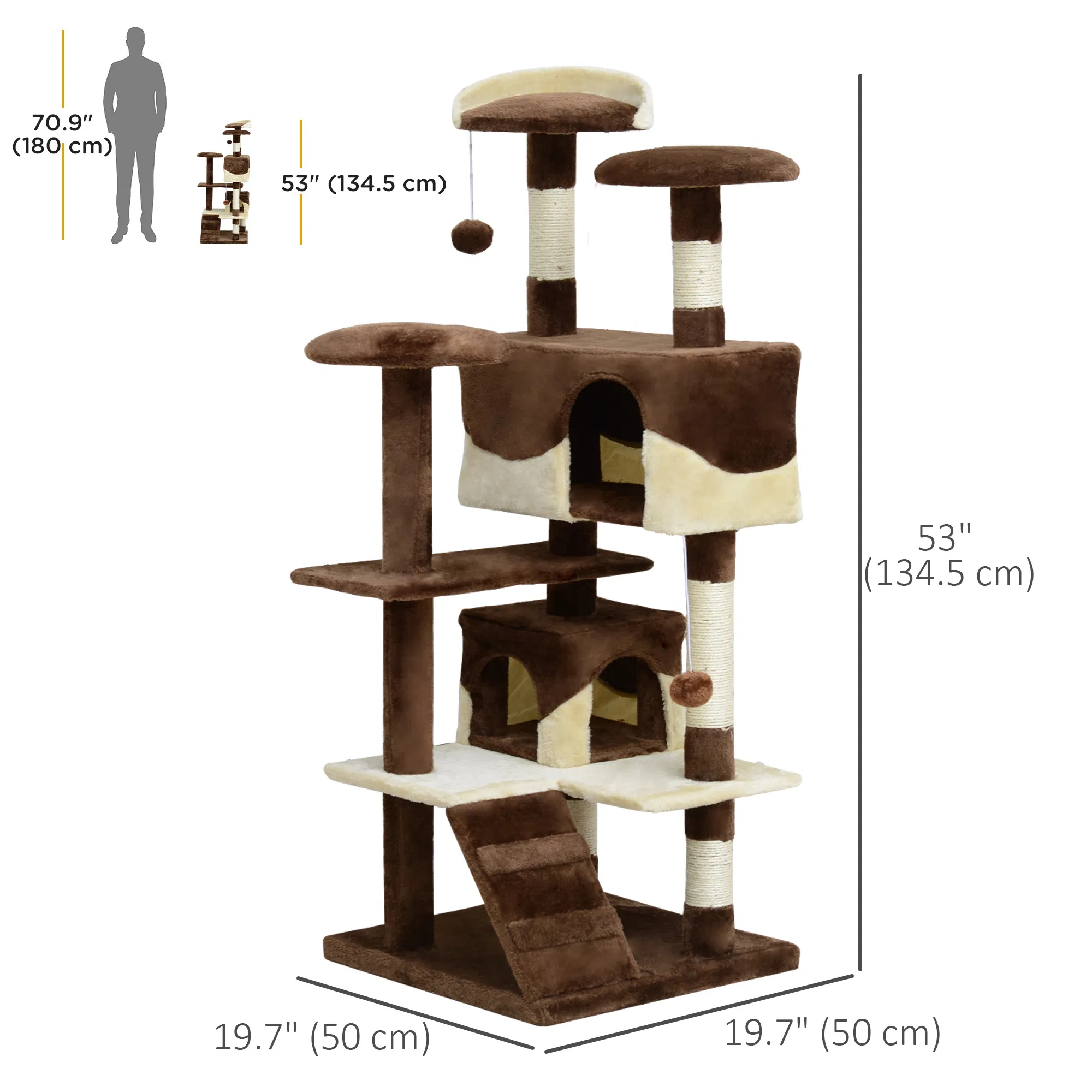 53" Cat Tree Scratching Large Kitten Play House Multi-Level Activity Center Pet Furniture — image 6